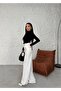 White Lycra Velcro Closure Women's Palazzo Trousers - 4