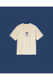 Beige Color Cheetah and Palm Printed Oversize Unisex T-Shirt T-Shirt