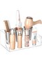 Clear Acrylic Hair Tools Organizer – Countertop Hair Dryer Holder with 3 Storage Cups for Bathroom