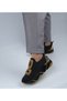 Black Stretch Gold Color Stoned Women's Sneakers - 4