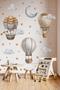 Bohemian Retro Balloons and Stars Children Baby Room Nursery Kindergarten Ornament Sticker Set Matte Surface