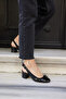 Dorado Women's Black Patent Leather Thick Heel Slingback Shoes - 4
