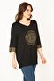 Women's Large Size Black Stone Detailed Tunic 65n32428 - 4
