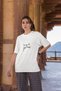 WOMEN'S BICYCLE COLLAR COTTON OVERSIZED SHORT SLEEVE T-SHIRT WITH THE TEXT "EVERYTHING WILL BE FINE - 3