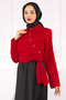 Red Waist Tie Crop Shirt