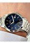 With Calendar Silver-Navy Color Steel Band Steel Case 10 Atm Waterproofness Men's Wristwatch 2495.02 - 2