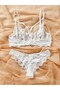 Eyelash Print Lace Unlined Bra & Eyelash Print Brazilian Panty Set - 5