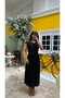 Women's Waist Detailed Lined Padded Pleated Black Long Evening Dress - 7