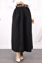 Black Waist Belted Gathered Skirt - 2