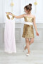 Girl's Cape Sequined Silver Gray Evening Dress Graduation Outfit - 4