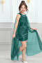 Girl's Cape Sequined Silver Gray Evening Dress Graduation Outfit - 7