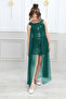 Girl's Cape Sequined Silver Gray Evening Dress Graduation Outfit - 8