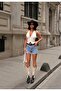 Women's Blue Ripped High Waist Mini Shorts - 2