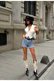 Women's Blue Ripped High Waist Mini Shorts