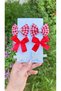 Red Gingham Red Bow White Butterfly Set of 6 Buckles (Half Covered Metal Clip) - 3