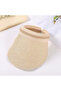 Beige Wide Brim Sunscreen Straw Visor Hat - 4