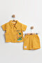 Organic 100% Cotton Giraffe Printed Baby Boy Summer Set with Pockets 9-12-18 Months - Muslin Fabric - 2