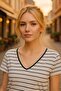 Front and Back V-Neck Basic Viscose Blend T-Shirt - 4