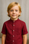 Men's Burgundy Linen Half Sleeve Judge Collar Shirt – Stylish and Comfortable Design I Boys' Shirt - 2