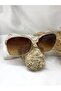Ovela Round Light Transparent Brown Women's Sunglasses - 3