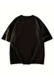 Printed Oversize Crew Neck T-Shirt - Black - 4