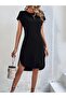 Women's Short Sleeve Crew Neck Viscose Two Thread Dress - 5