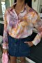 Batik Patterned Satin Shirt 3409 - 5