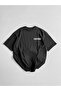 Printed Oversize Crew Neck T-Shirt - Black - 2