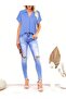 Women's Short Sleeve Collared Long Sandy Blouse - 5
