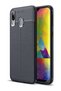 Galaxy M20 Case Leather Pattern Luxury Niss Silicone Navy Blue + Full Screen Protector