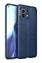 Mi 11 Case Leather Pattern Luxury Niss Silicone Navy Blue + Nano Screen Protector