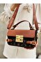 359 Women's Bag Gold Accessory Brown Brown 3 Compartment Shoulder and Hand Bag - 3