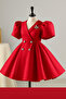 Custom Designed Umay Model Red Girl's Formal Dress with Stone Accessories