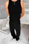 Black Cozy Basic Tank Top Lycra Premium Corded Tank Top - 3