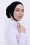 Large Volume Chin and Back-Of-The-Head Clip-On Bonnet Black Practical Non-Slip Comfortable Hijab