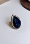 Zircon Stone Big Water Drop Adjustable Ring - 4