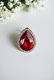 Zircon Stone Big Water Drop Adjustable Ring - 4