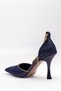 Glamorous Stone & Pearl Detailed Lace Overlay Stylish Heeled Shoes Special Design Gold Ankle Strap - 5