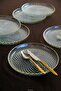 Plate House Gold Gilded Glass Cake Plate 19cm 6 Pcs 2339 - 6