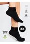 Bamboo Women's Heart Patterned Ruffle Booties Elastic Seamless 3-Piece Black Socks