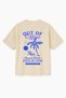 Beige Color Oversize Out of Office Summer Themed Back Printed Unisex T-Shirt T-Shirt