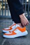 Lace-Up Men's Casual Shoes White Orange