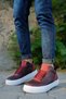 Lace-Up Men's Casual Shoes Claret Red - 3