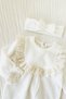 Baby Girl 100% Cotton Newborn Jumpsuit Mevlüt Set with Scallop Detail Bandana Hospital Release-ecru - 4