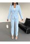 Women's Buckle Belt, Detailed Snap-Front Jacket, and Palazzo Pants—A Stylish Suit - 9