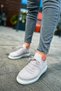 Lace Detailed Knitwear Fabric Men's Sports Shoes Gray - 3