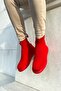 Plain Knitwear Men's Sneaker Boots Red