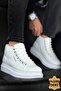 Lace-Up Genuine Leather Men's Sneaker Boots White - 2
