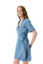 Women's Indigo Double Breasted Tie-Up Mini Jean Dress - 3