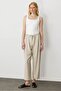 Women's Elastic Waist Linen Look Trousers Beige - 2